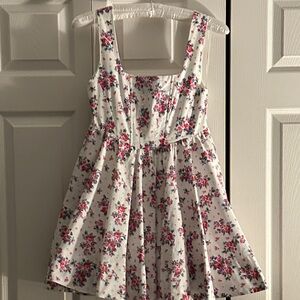 Floral White and Pink Mini Dress